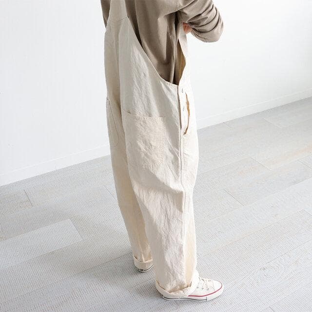 【Veritecoeur】ヴェリテクール　綿麻デニムオーバーオール　白