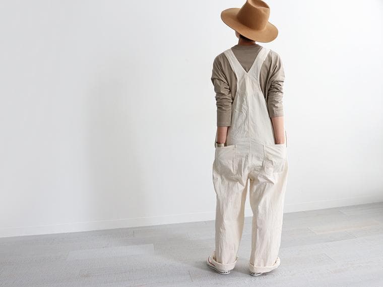 【Veritecoeur】ヴェリテクール　綿麻デニムオーバーオール　白