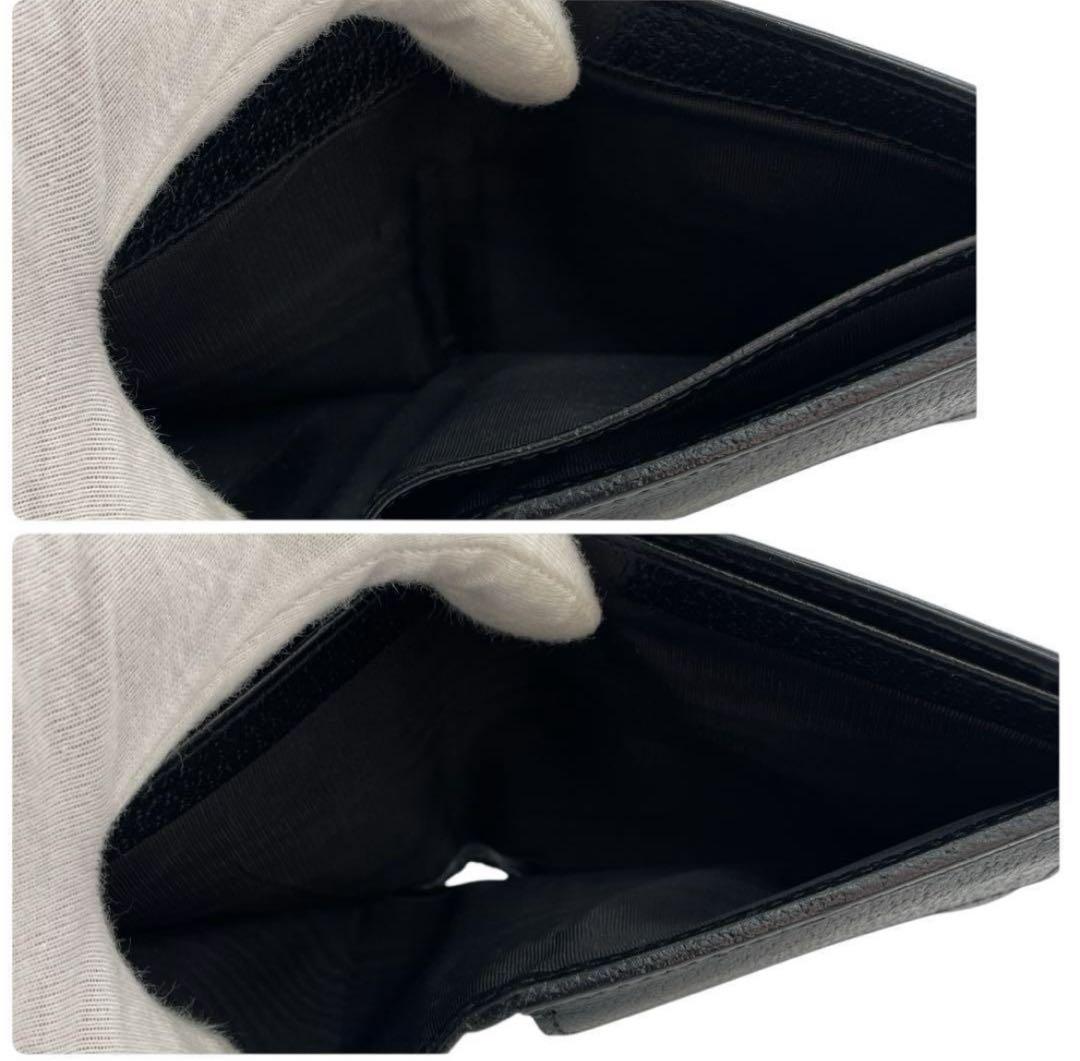 【美品】グッチ 蜂モチーフ Bee レザー 二つ折り財布 ブラック 男女兼用