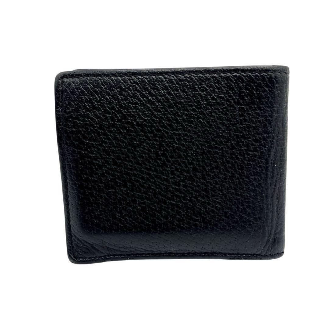 【美品】グッチ 蜂モチーフ Bee レザー 二つ折り財布 ブラック 男女兼用