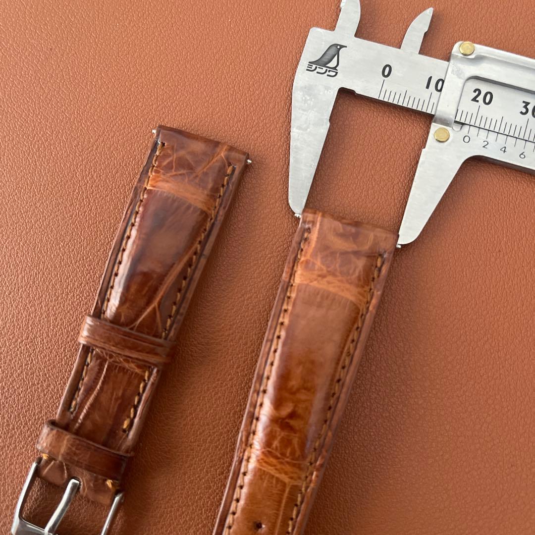 19mm時計ベルト両面クロコダイル茶色ライトブラウン