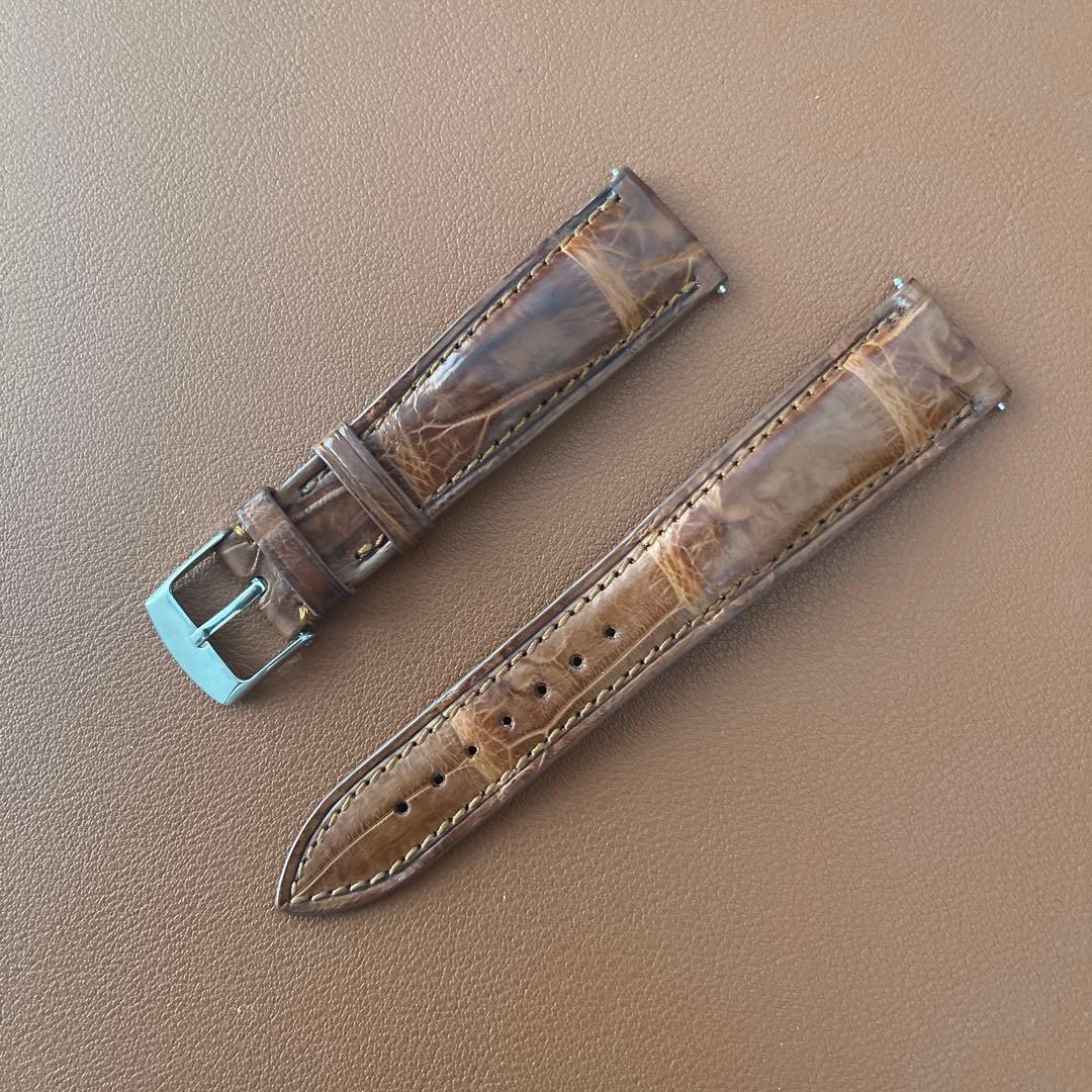 19mm時計ベルト両面クロコダイル茶色ライトブラウン