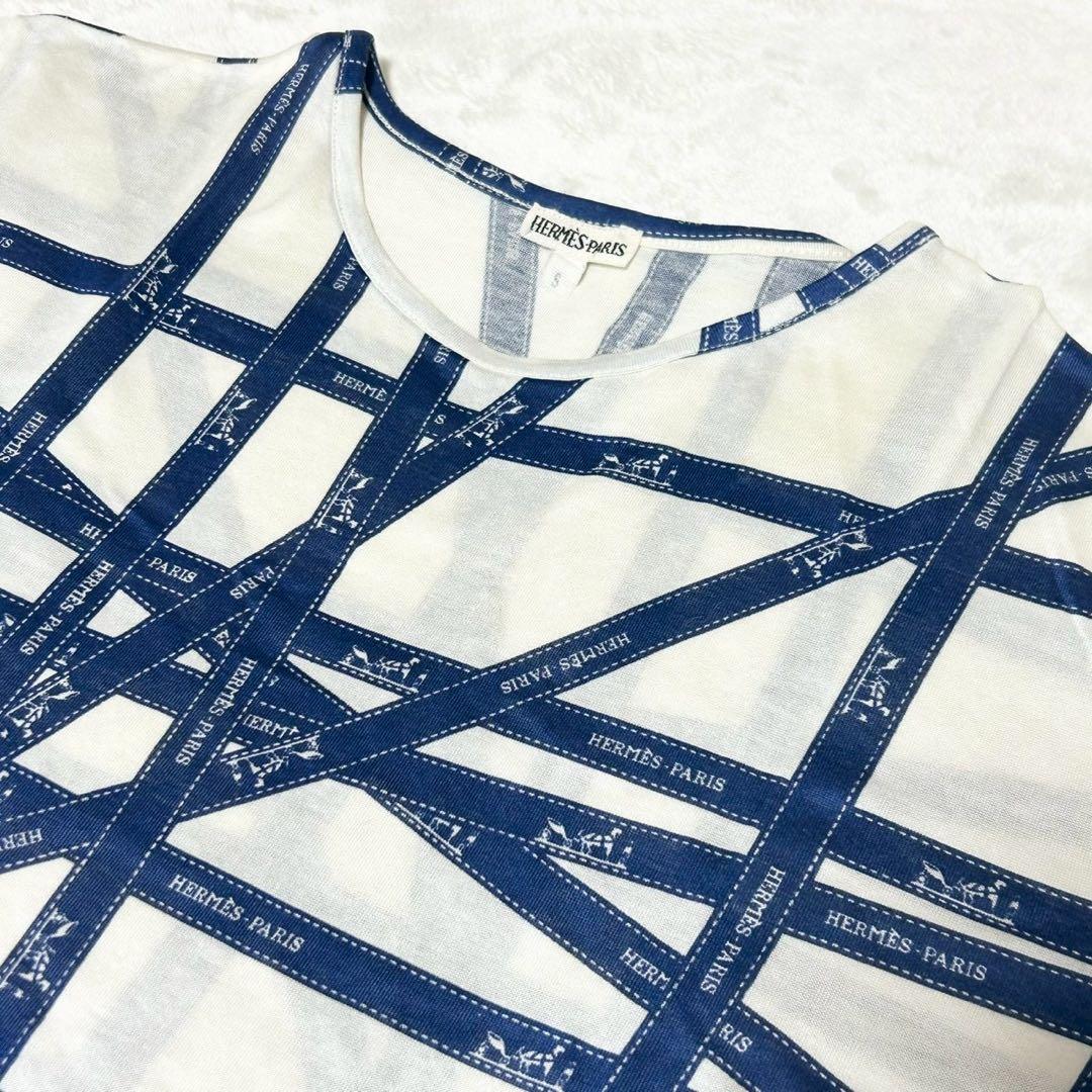 ★美品★エルメス　Tシャツ　マルジェラ期　ボルデュック　リボン　コットン　ロゴ