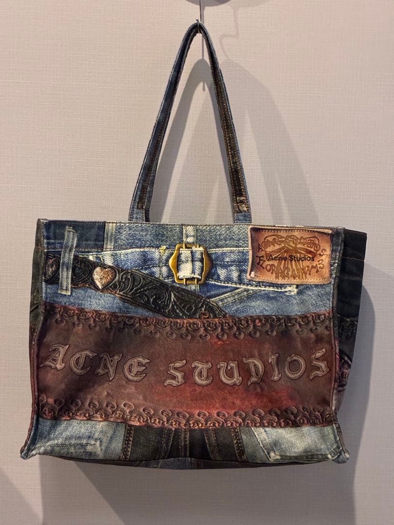 Acne Studios 転写デニムショルダートートバッグ