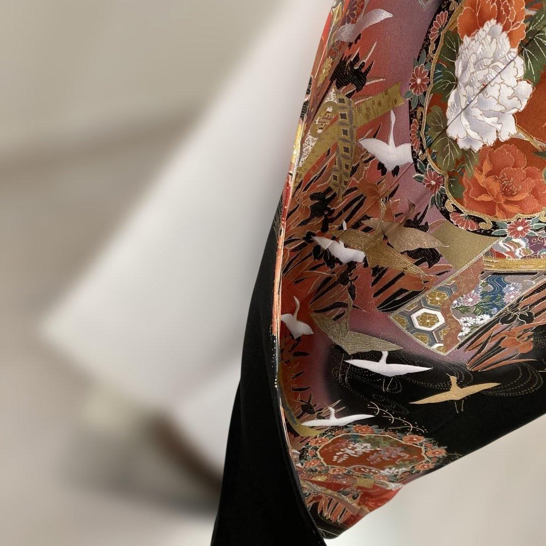 新品作家物　五つ紋豪華黒留袖フルセットお探しの方にも　花柄 裄長　トールサイズ