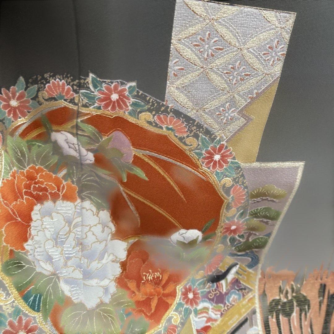 新品作家物　五つ紋豪華黒留袖フルセットお探しの方にも　花柄 裄長　トールサイズ