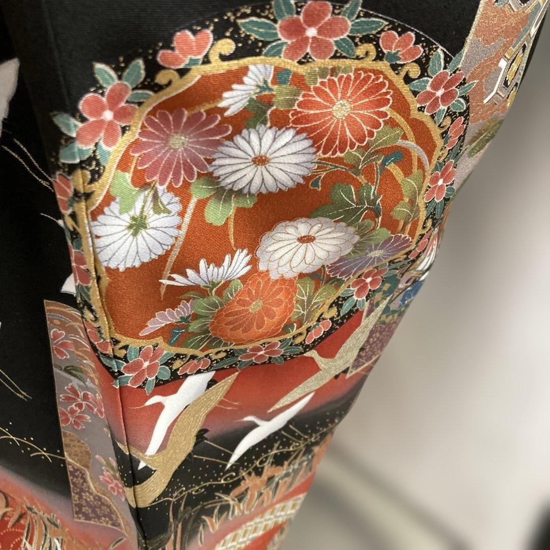 新品作家物　五つ紋豪華黒留袖フルセットお探しの方にも　花柄 裄長　トールサイズ