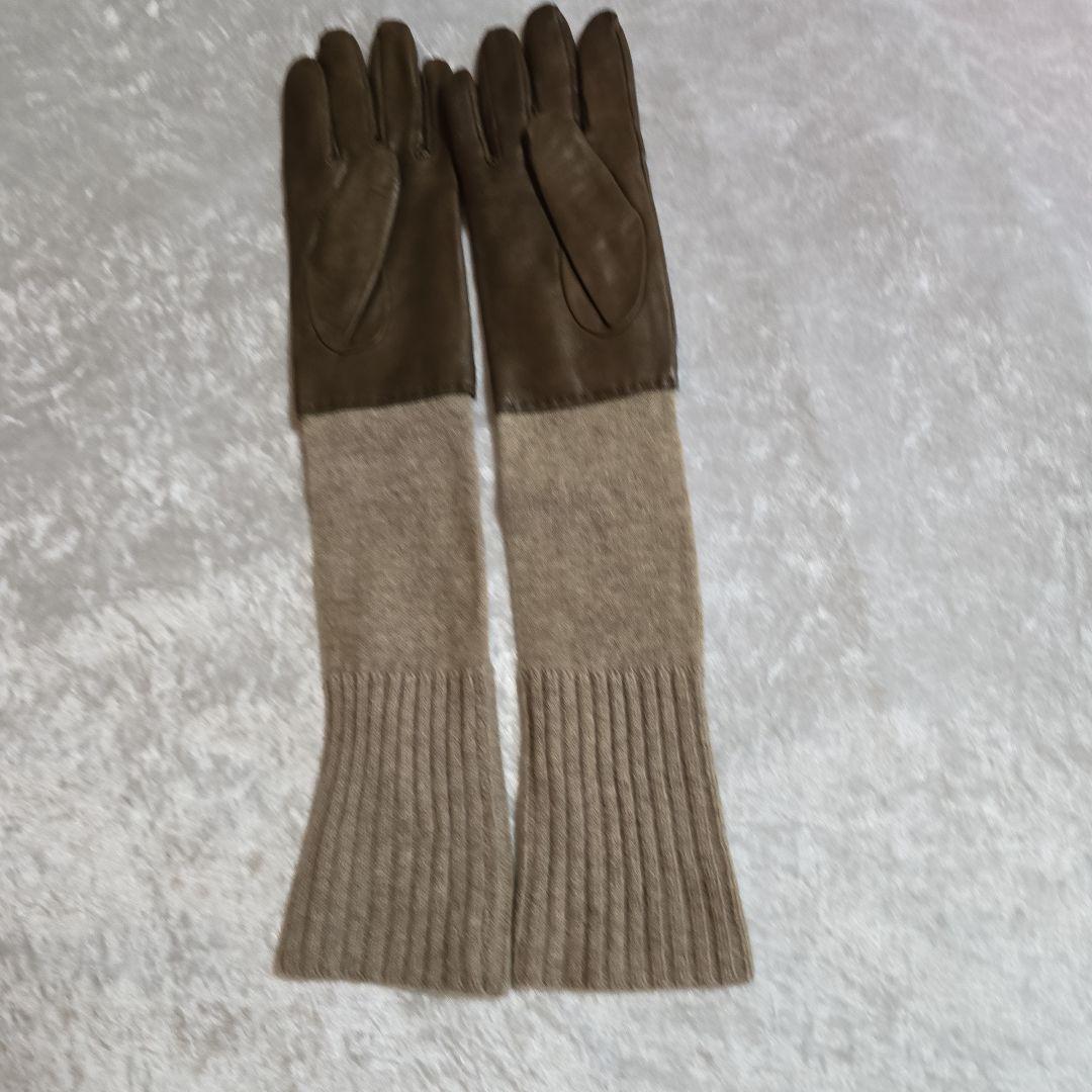 試着のみDIESEL BLACK GOLD シープレザー×ニット ロンググローブ