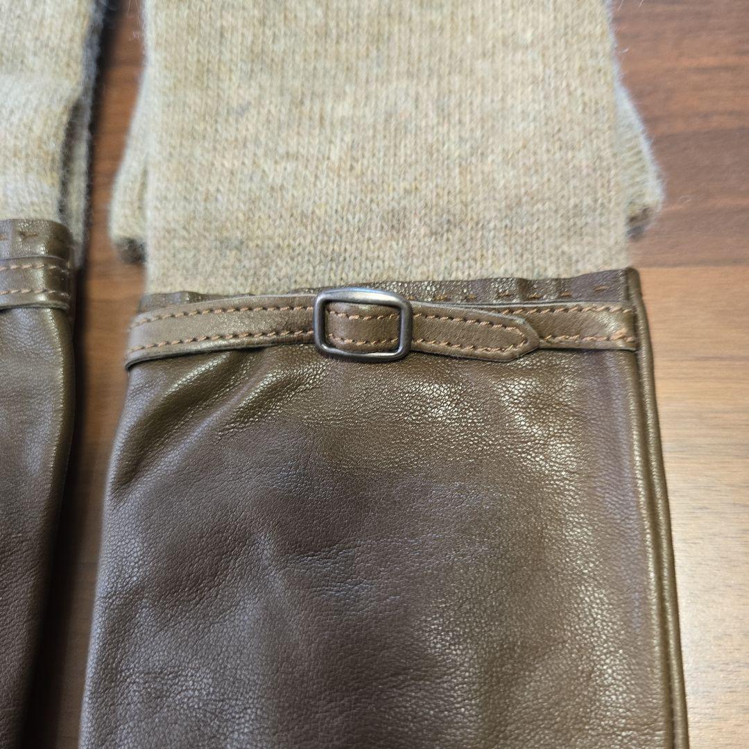 試着のみDIESEL BLACK GOLD シープレザー×ニット ロンググローブ