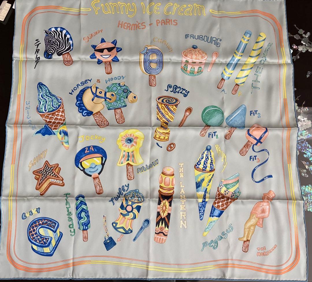 値下げエルメス新品カレ70 ファニーアイスクリーム