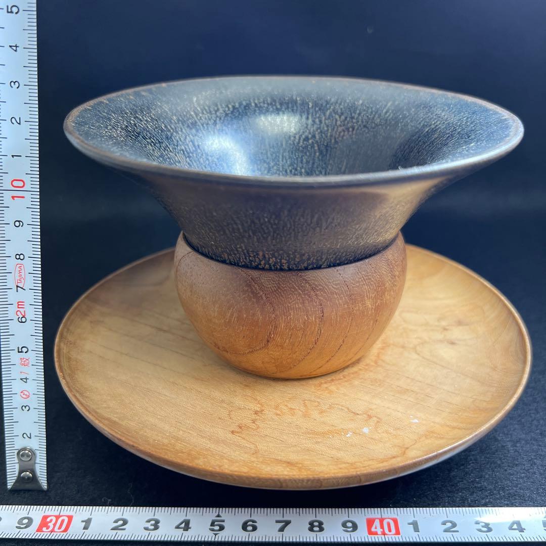 古代中国　天目茶碗　天目台付　高さ約12㎝　東Y8-0106☆2Fタルニ