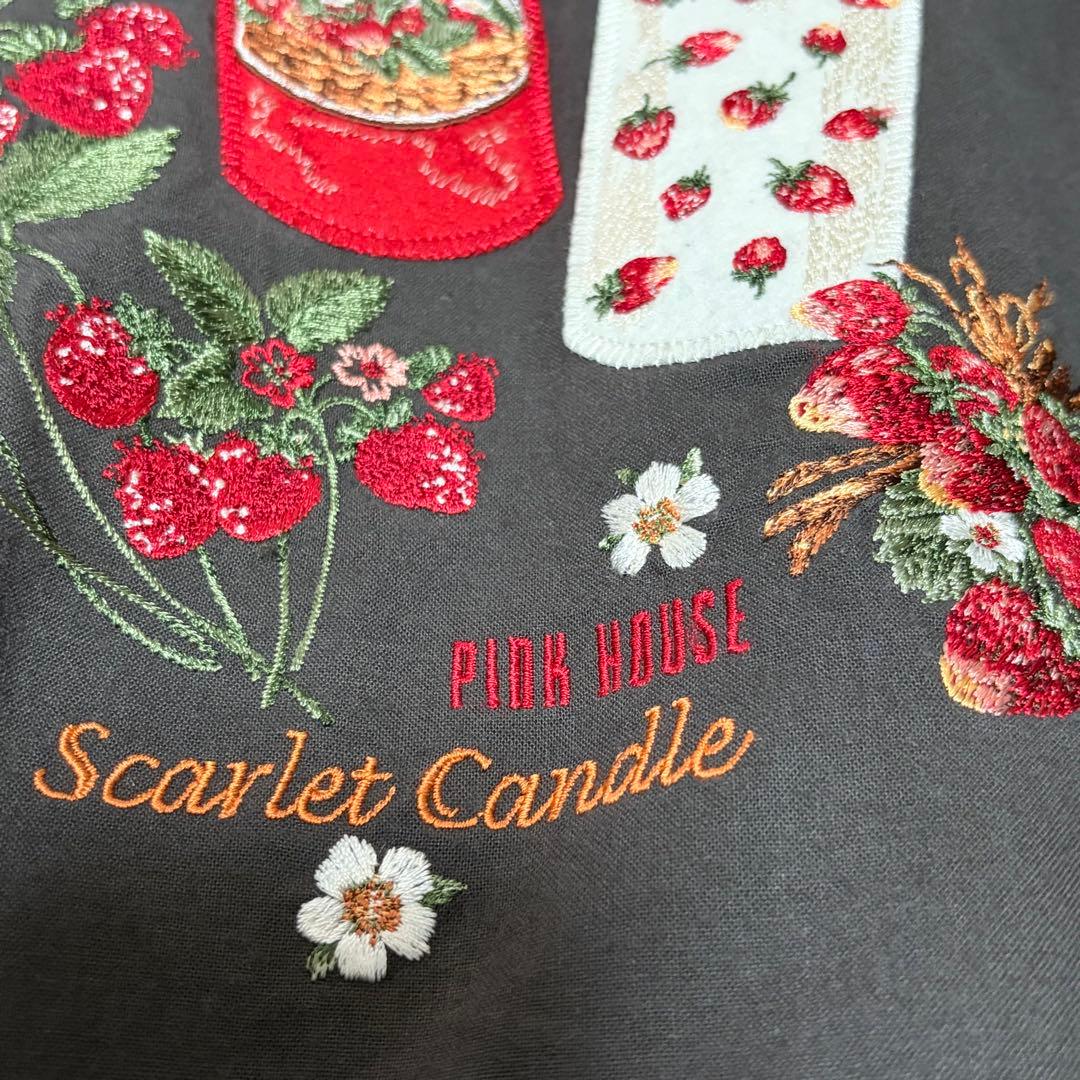 ピンクハウス 苺 キャンドル ワッペン ゼッケン 黒 フード付きブルゾン【P55