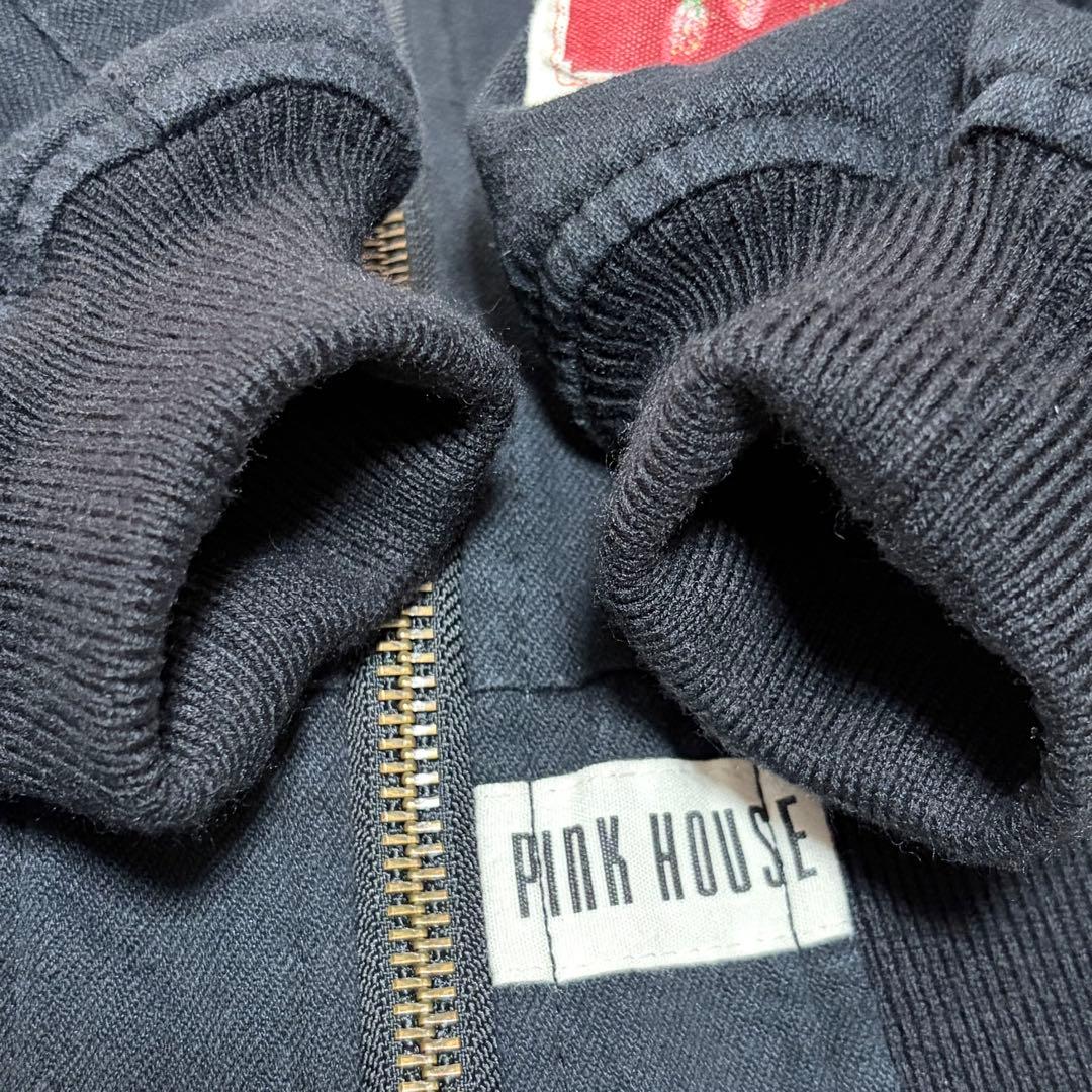 ピンクハウス 苺 キャンドル ワッペン ゼッケン 黒 フード付きブルゾン【P55