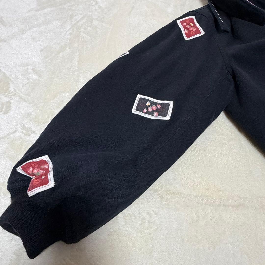 ピンクハウス 苺 キャンドル ワッペン ゼッケン 黒 フード付きブルゾン【P55