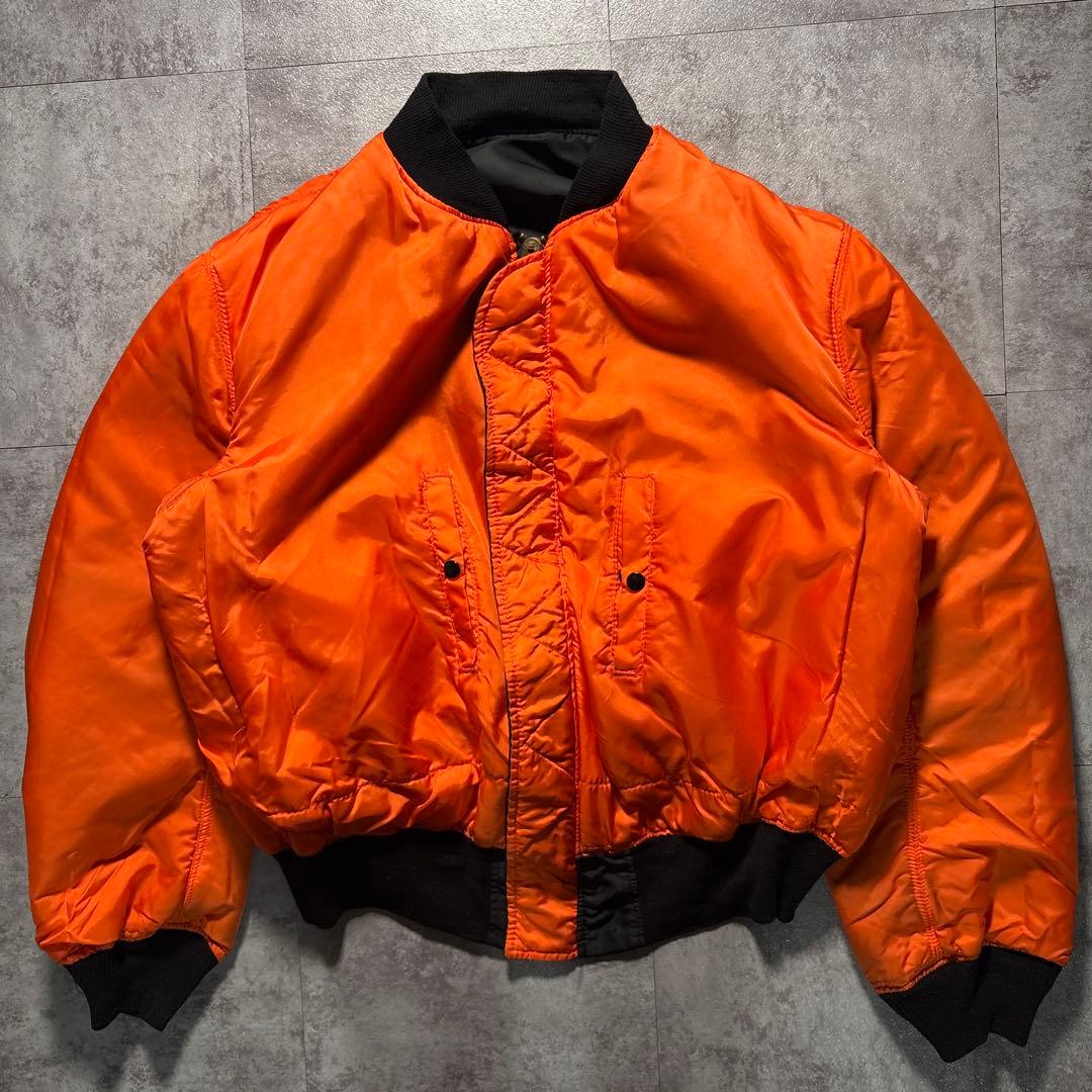 80s alpha USA製　reversible ma-1 ブラック　オレンジ