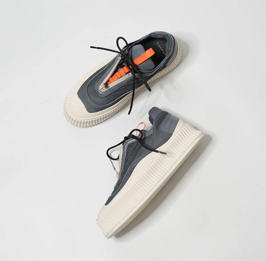 h*u様 MANAブロックシューレーススニーカーDARK GRAY 36size