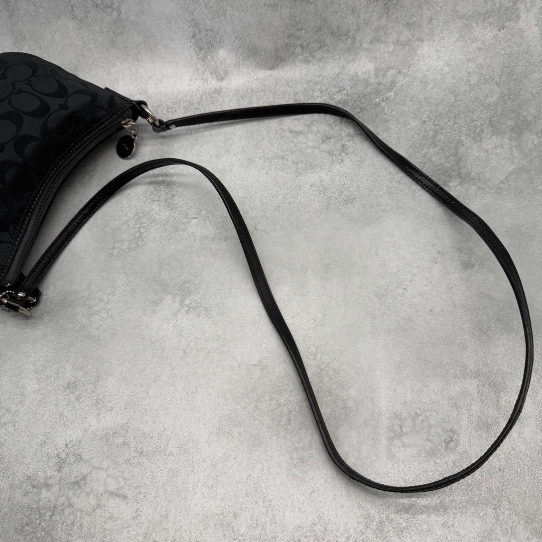 【良品】COACH コーチ ショルダーバッグ キャンバス ブラック クロスボディ