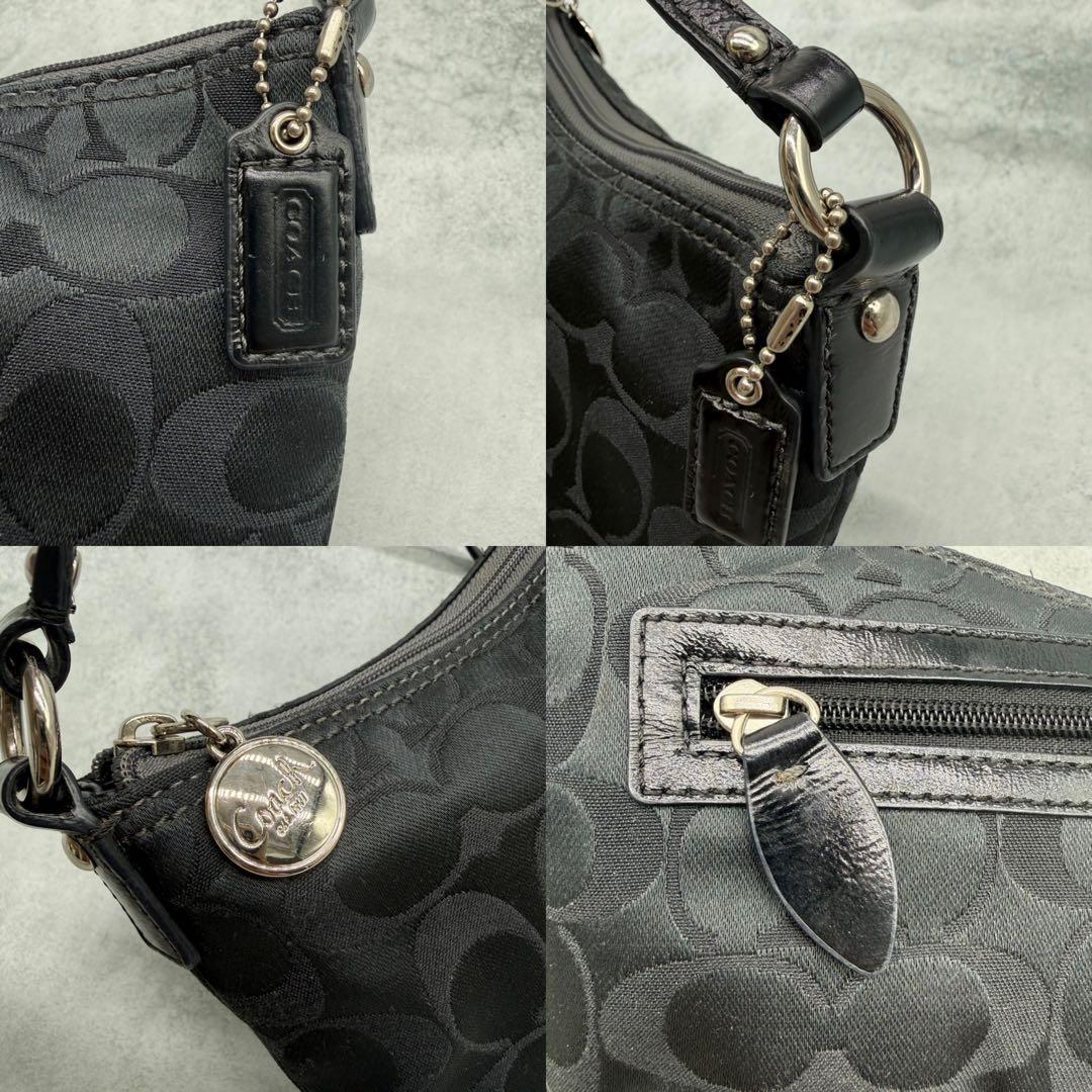 【良品】COACH コーチ ショルダーバッグ キャンバス ブラック クロスボディ