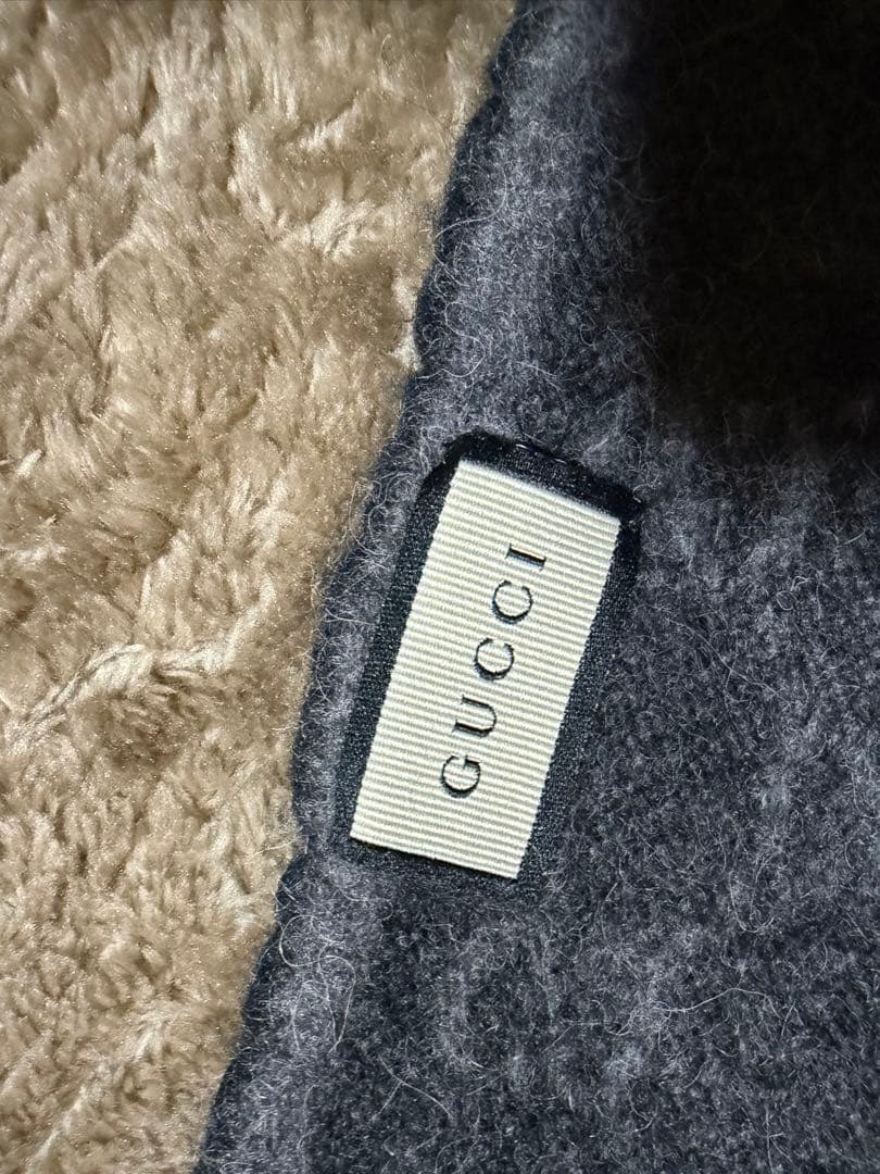 GUCCI グッチ シェリーライン ウール100％ マフラー グレー
