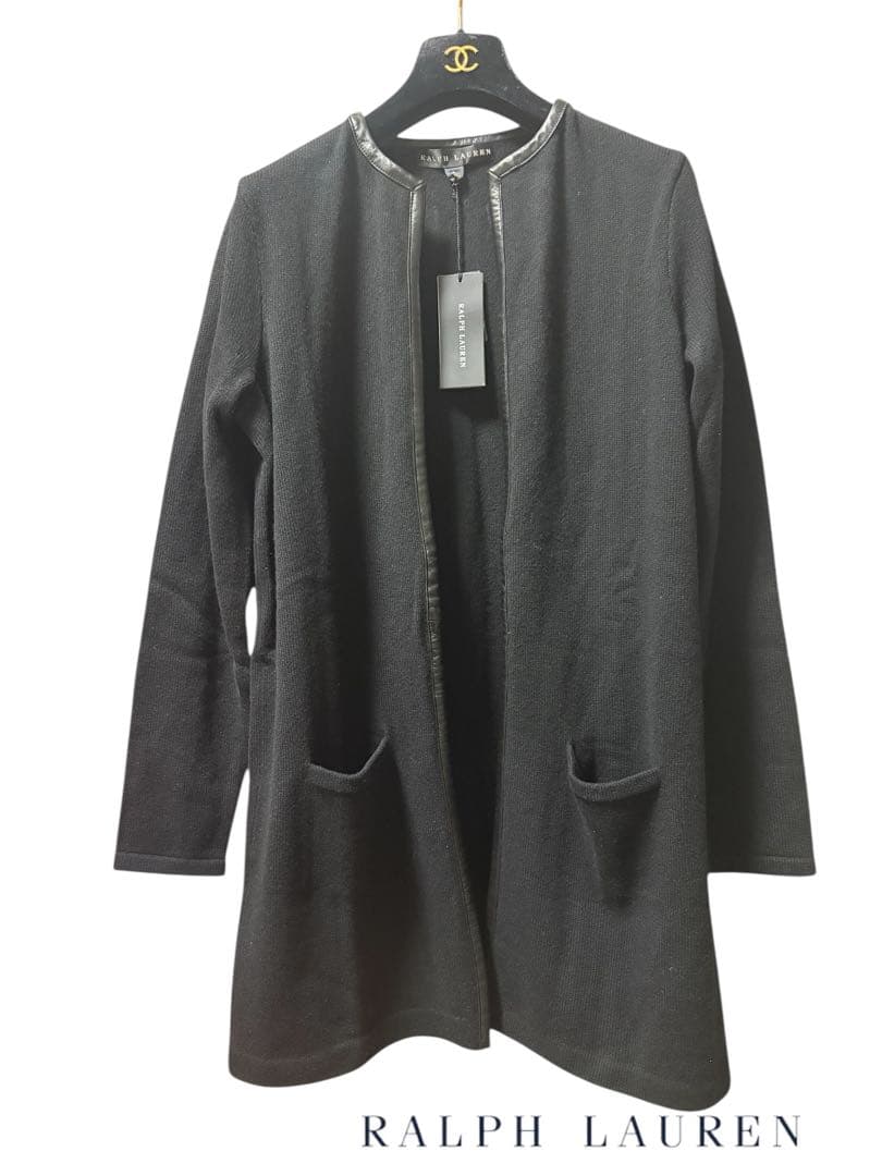 【新品タグ付】ラルフローレン カシミヤ100% ロングカーディガン L グレー