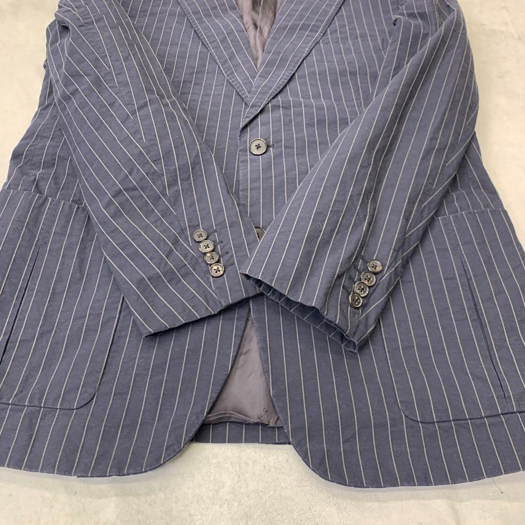 HERMES コットン ストライプ スーツ セットアップ ネイビー