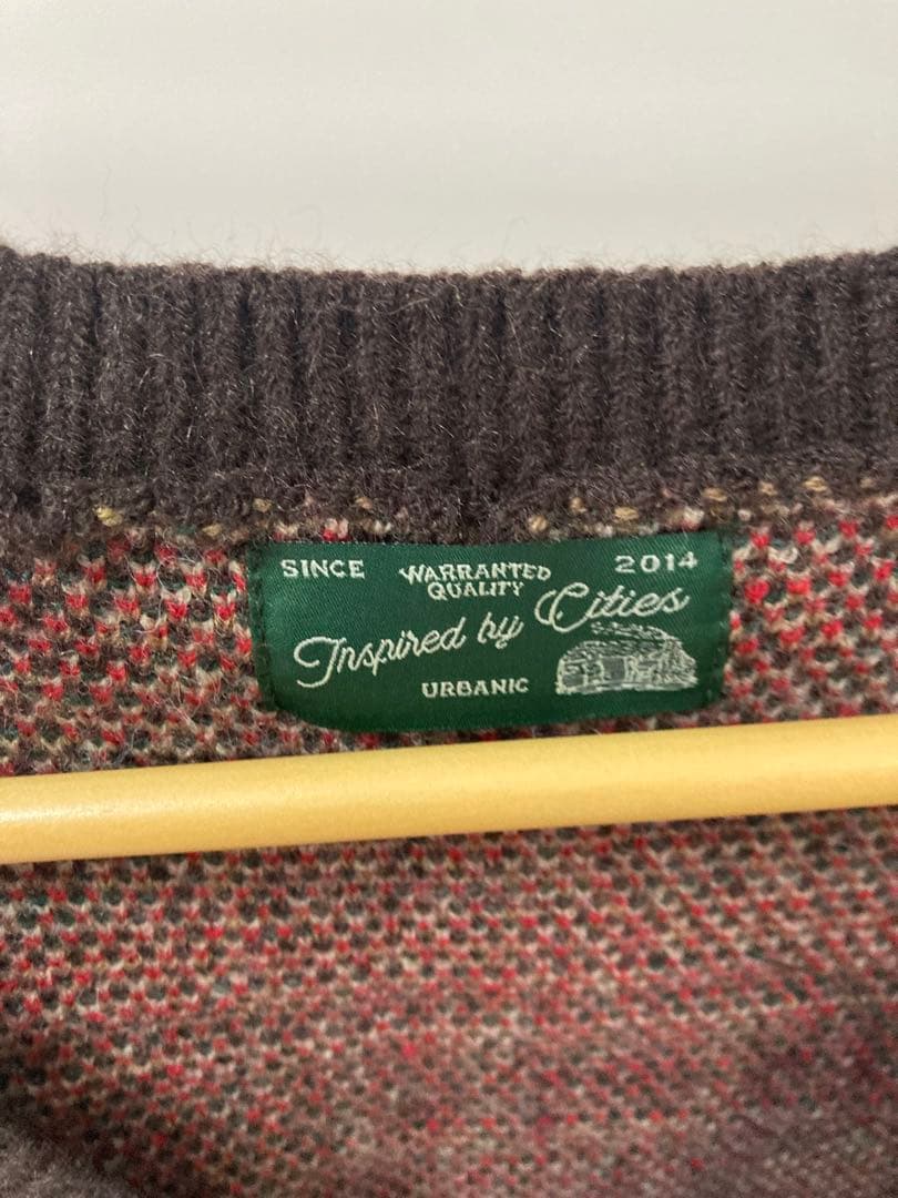 urbanic30フェアアイル柄 ニットベスト Vネック