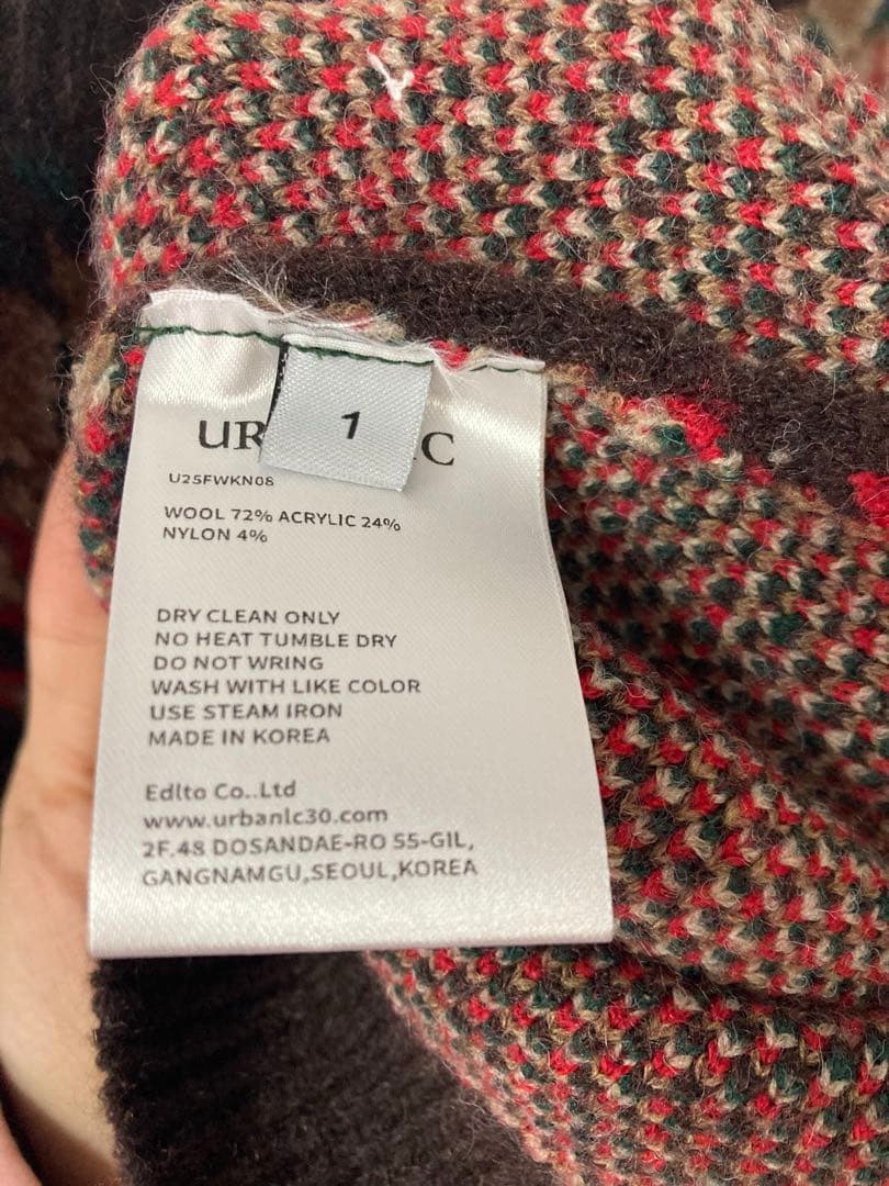 urbanic30フェアアイル柄 ニットベスト Vネック