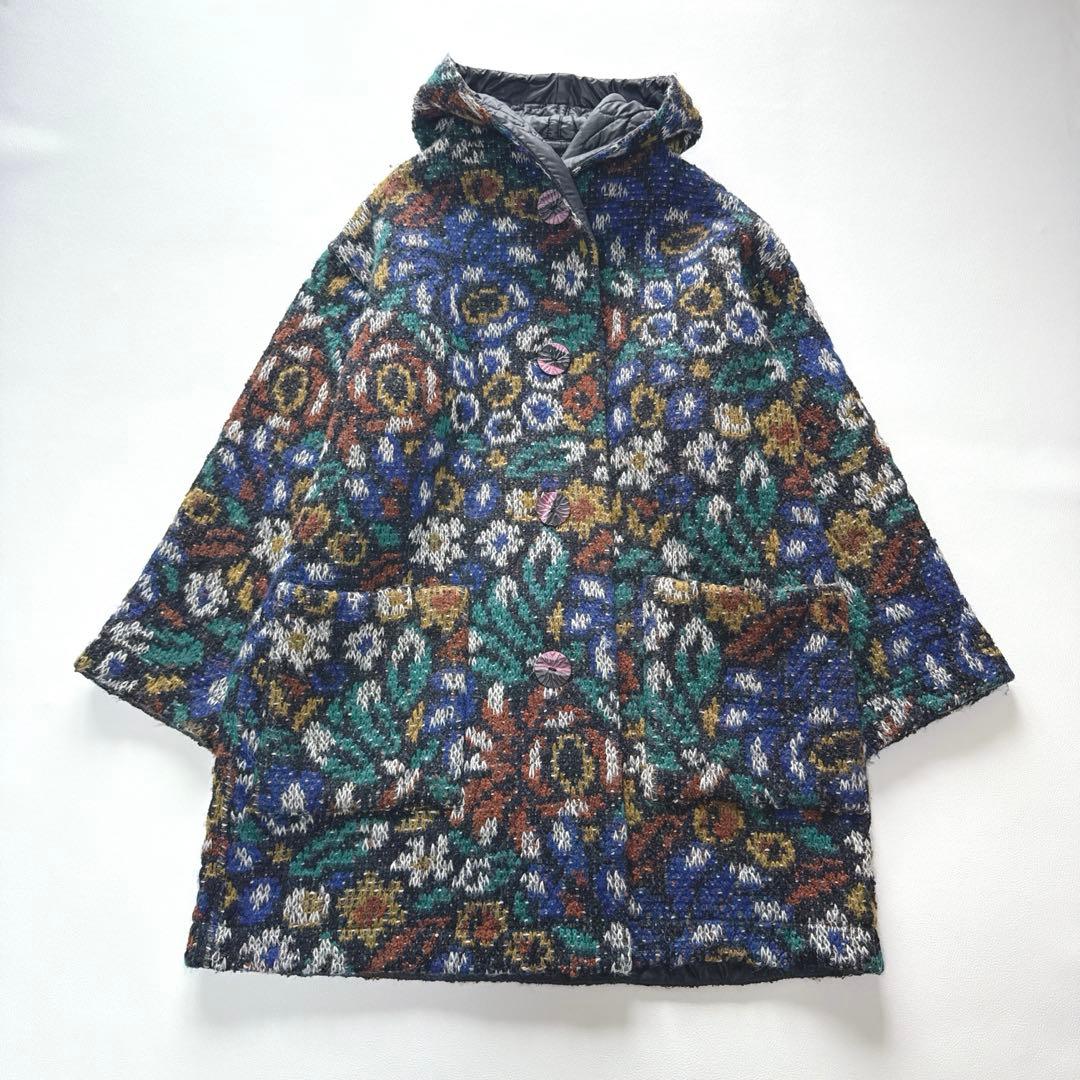 茄子の花様！ミッソーニ リバーシブル ウール　モヘア 幾何学模様 イタリア製