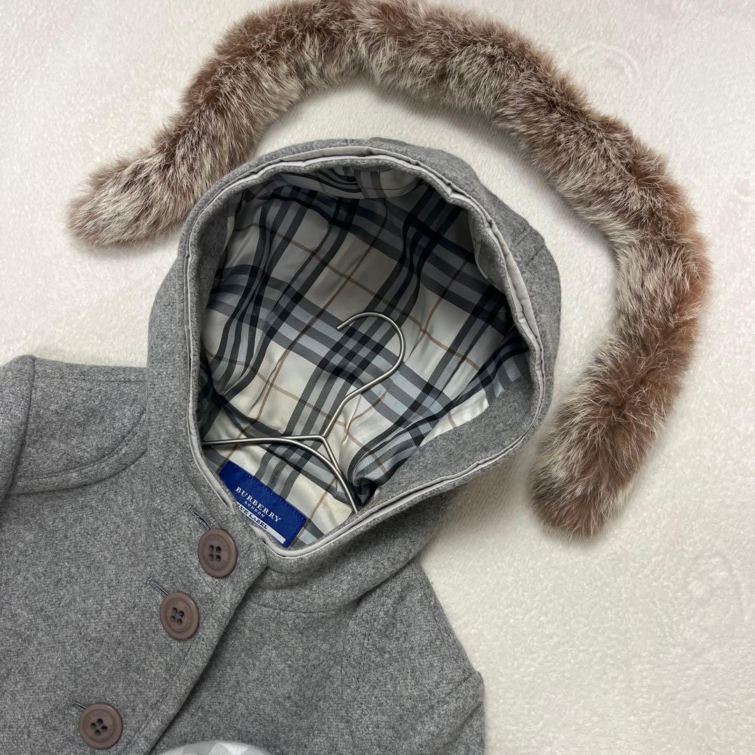 ●バーバリー ブルーレーベル アンゴラ　ウール カシミヤ ノバチェック コート