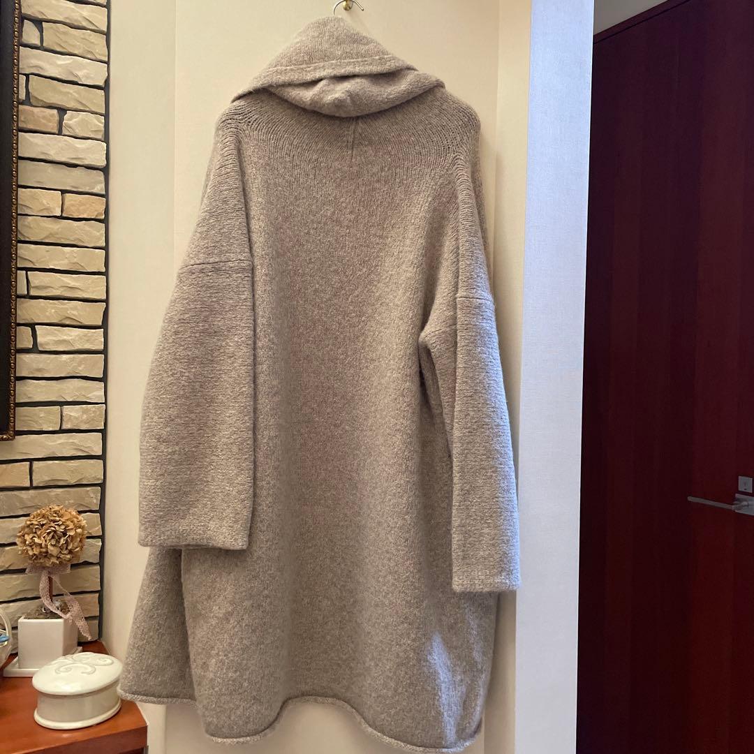 ローレンマヌージアンCAPOTEフードロングコートグレージュ