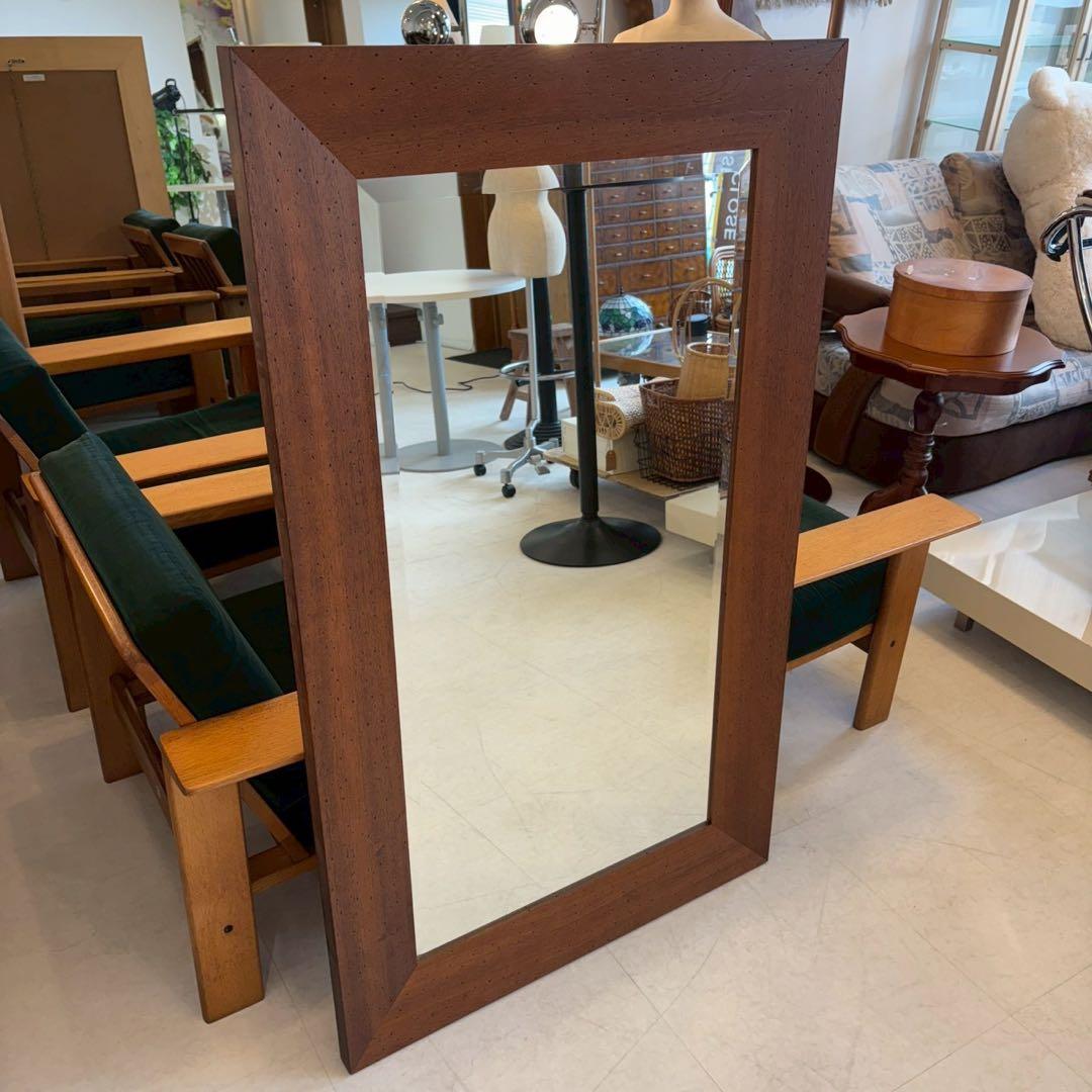 壁掛けミラー　ウォールミラー　木製フレーム　大判ミラー　カントリースタイル