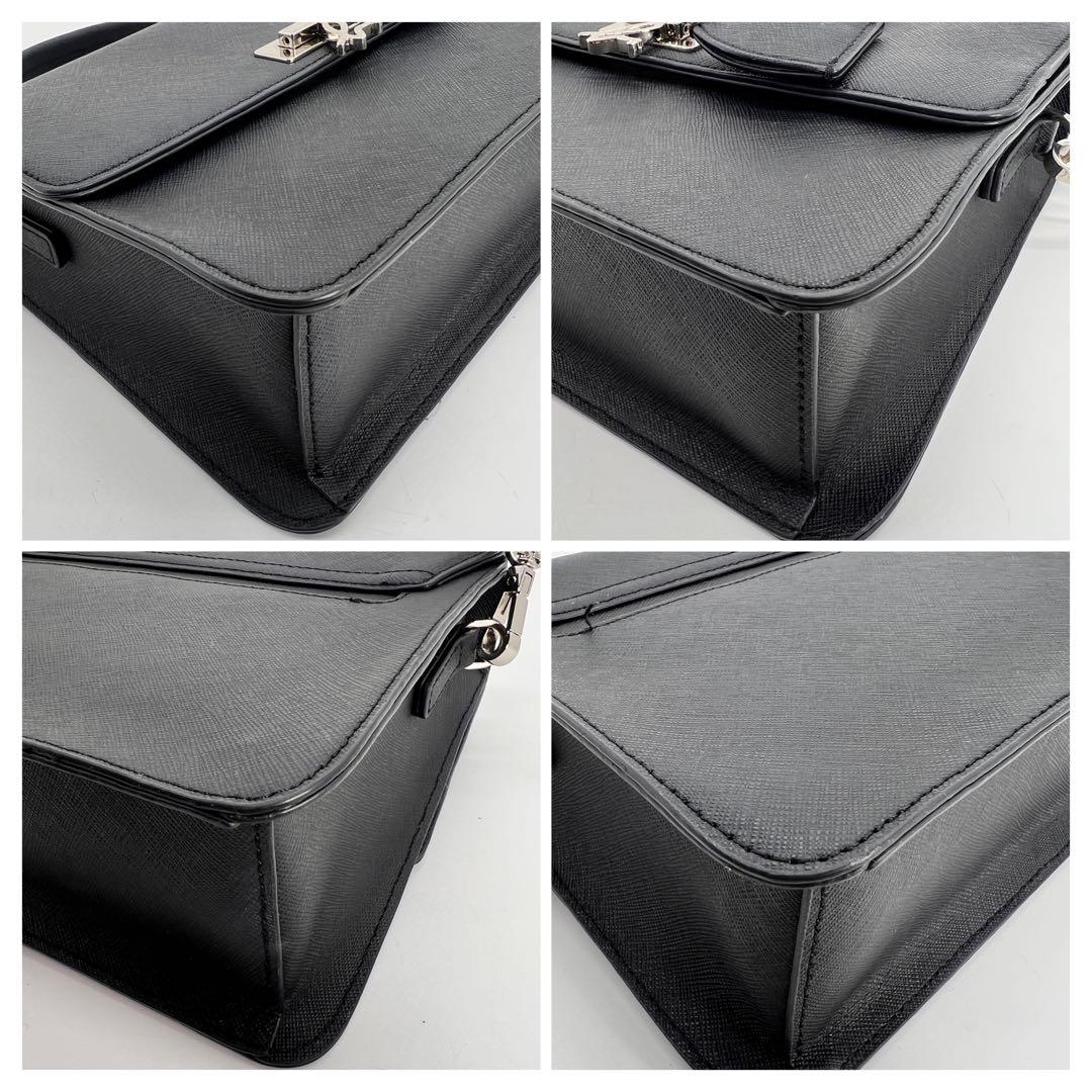 【極美品】アニエスベー レザー 2way ショルダー b金具 サフィアーノ 黒