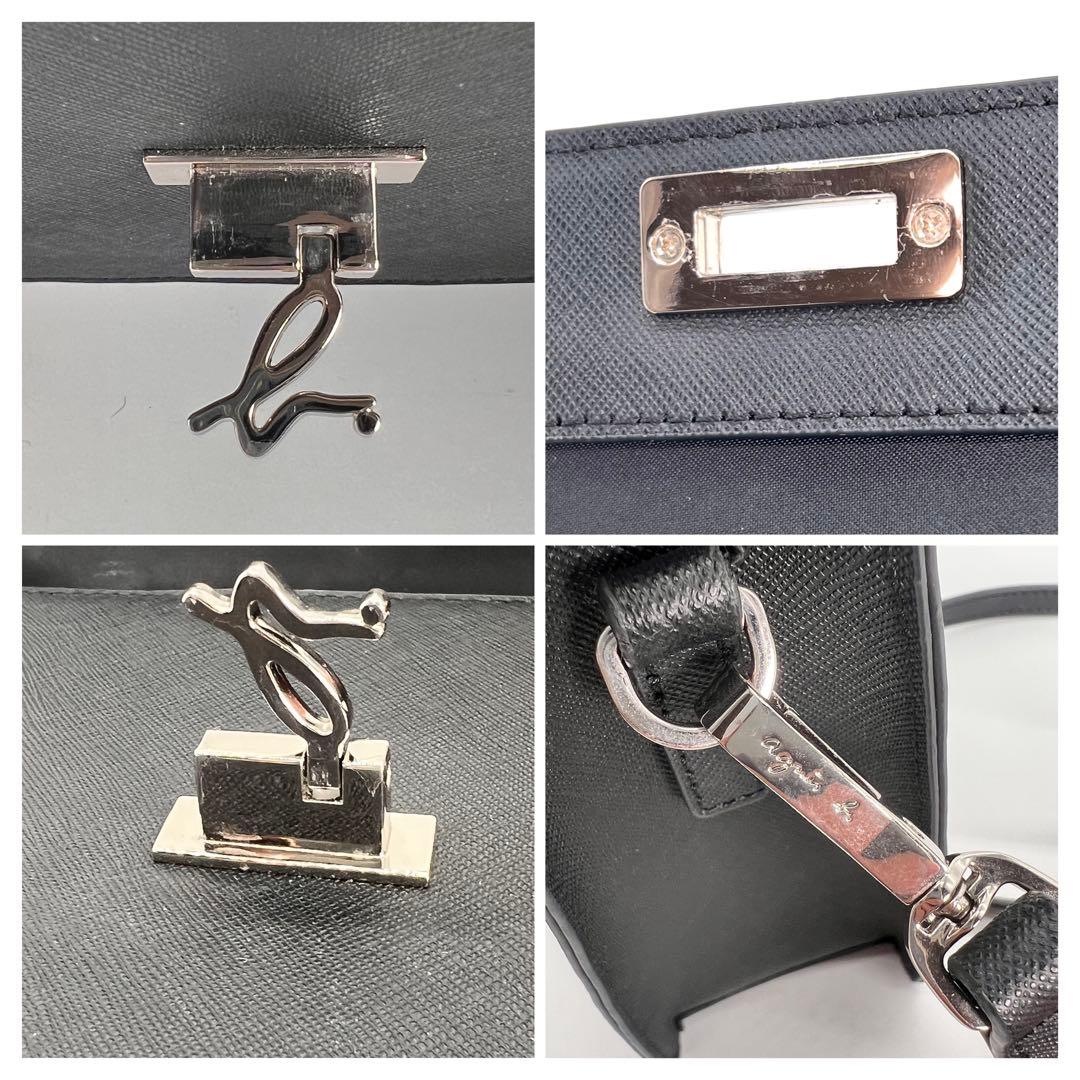 【極美品】アニエスベー レザー 2way ショルダー b金具 サフィアーノ 黒