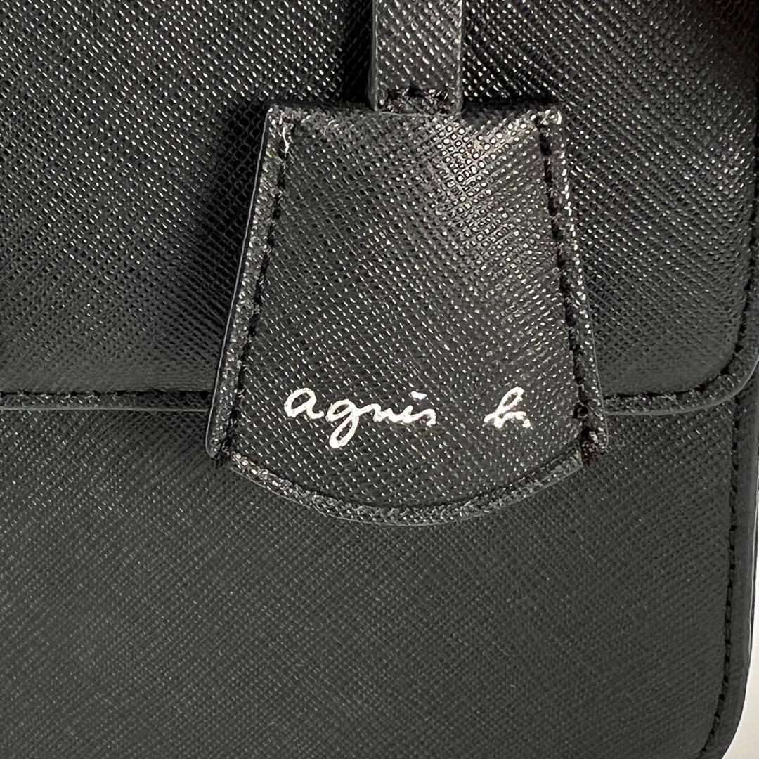 【極美品】アニエスベー レザー 2way ショルダー b金具 サフィアーノ 黒