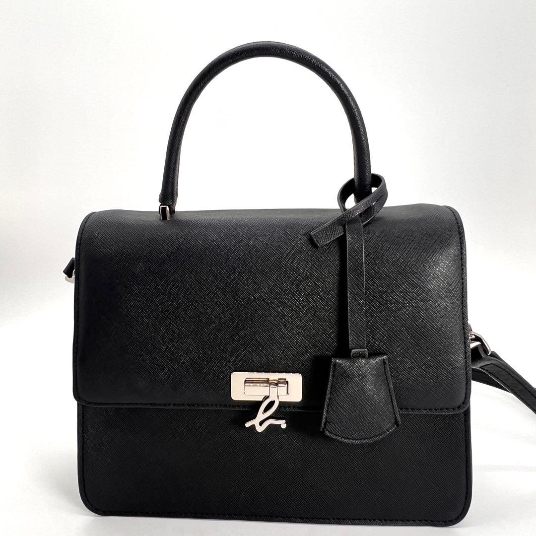 【極美品】アニエスベー レザー 2way ショルダー b金具 サフィアーノ 黒
