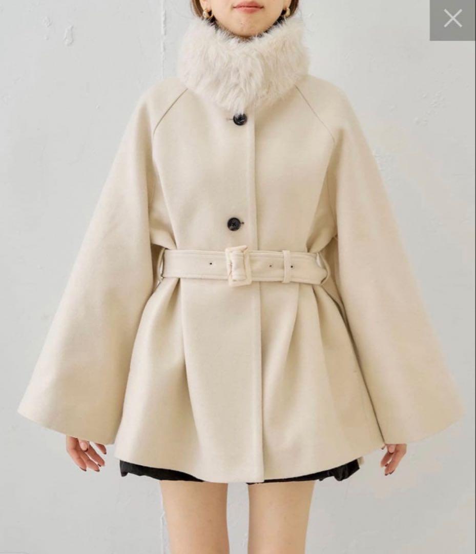 chico ケープコート　アイボリー　ファー取り外し可能