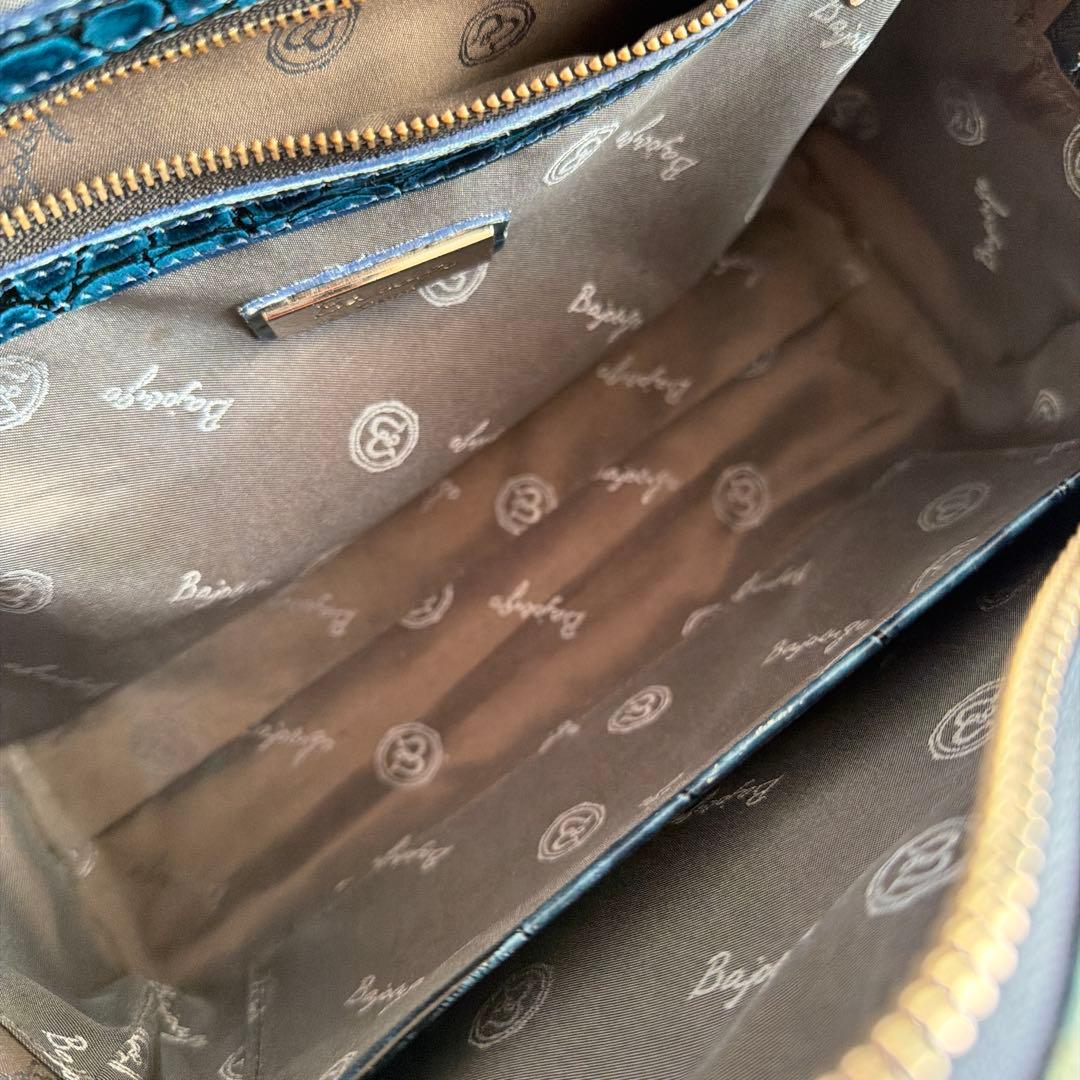 希少 バジョルゴ クロコ型押し ミニミニブリーフケースバッグ ブルー グリーン