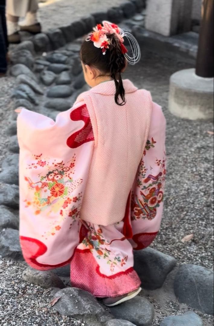 七五三 3歳　着物　正絹　総絞りフルセット