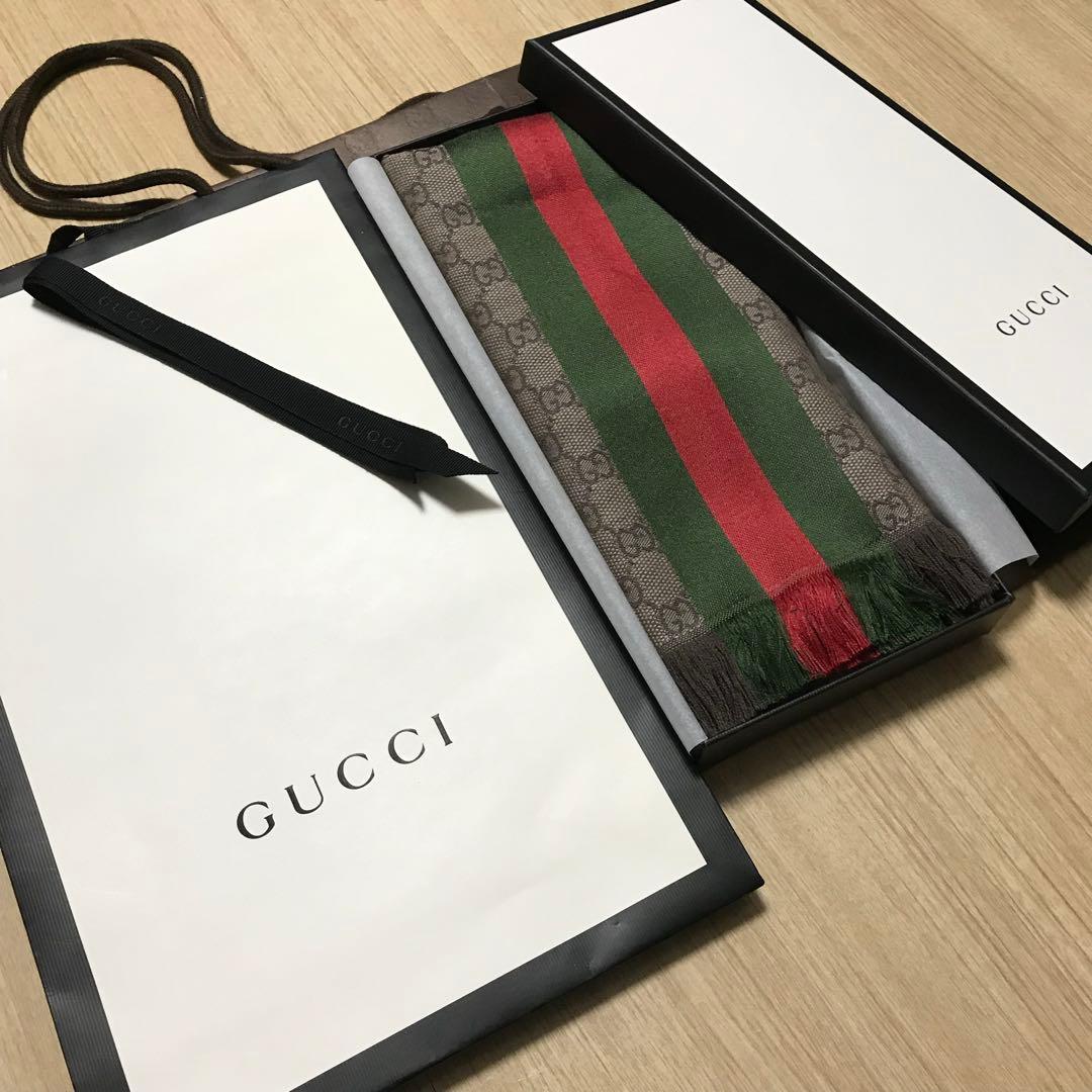 新品✨GUCCIシェリーラインマフラー✨箱紙袋セット❗️グッチマフラー