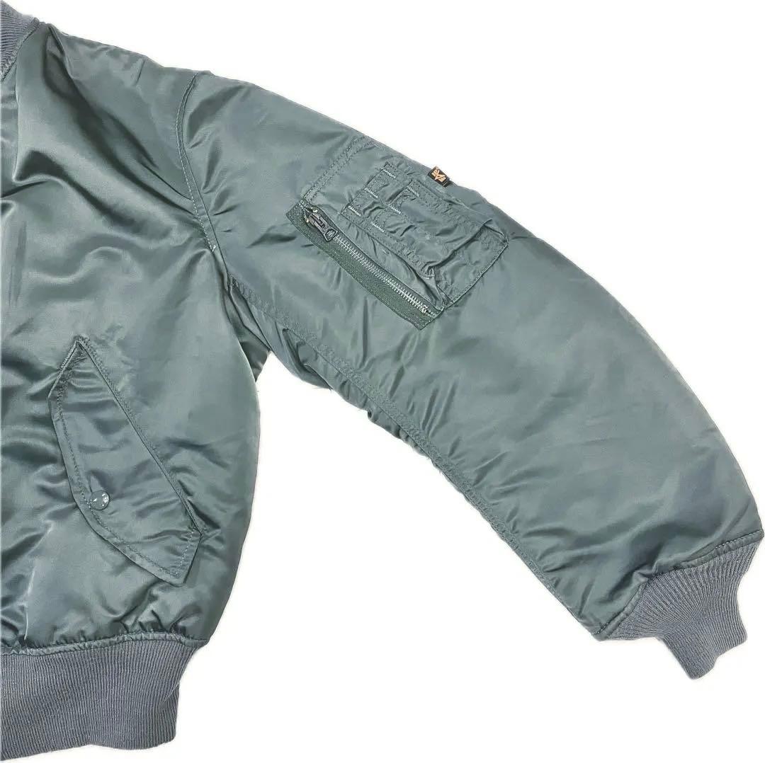 美品 米国製 アルファ MA-1 セージグリーン エドウィン商事 短丈 S 古着