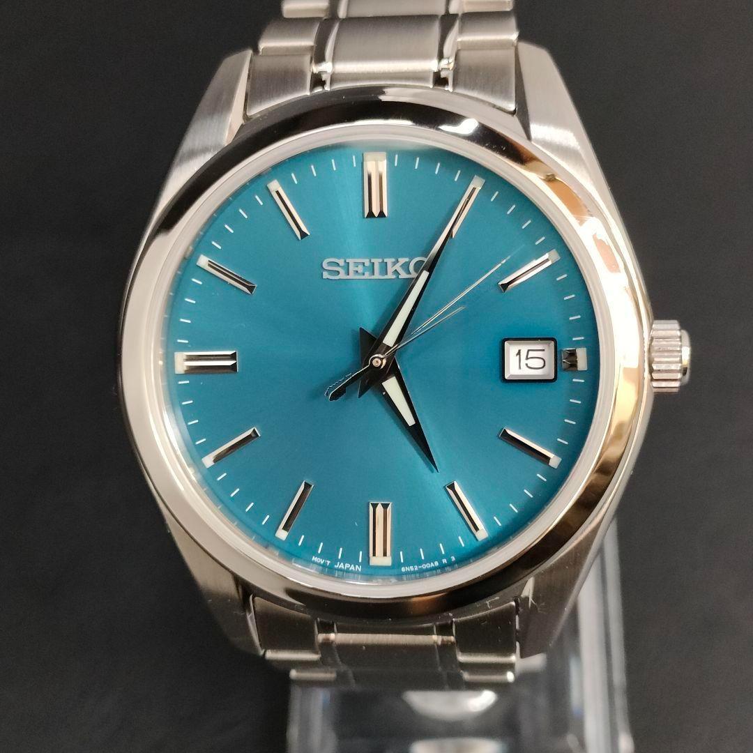 極美品　SEIKO　セイコー　ブルー　シルバー　クォーツ　電池式　腕時計　メンズ