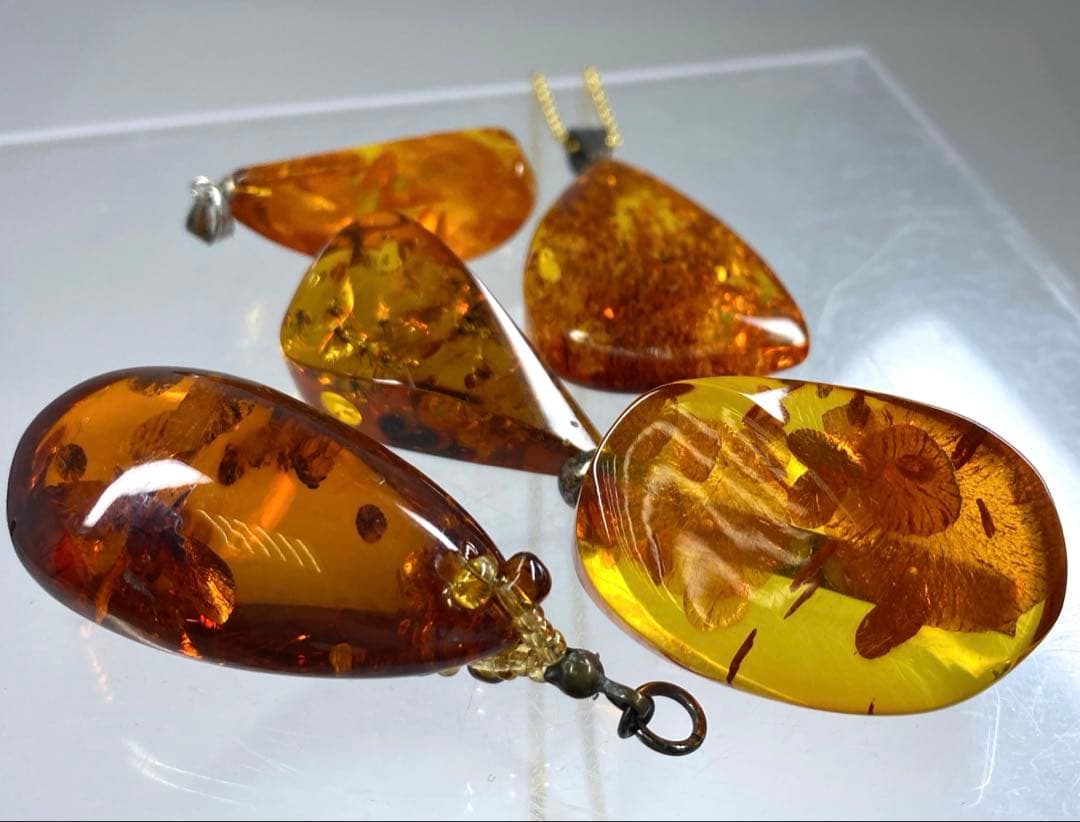 本琥珀ネックレストップ5点　30g 東Y7-0318☆1Fタトチ