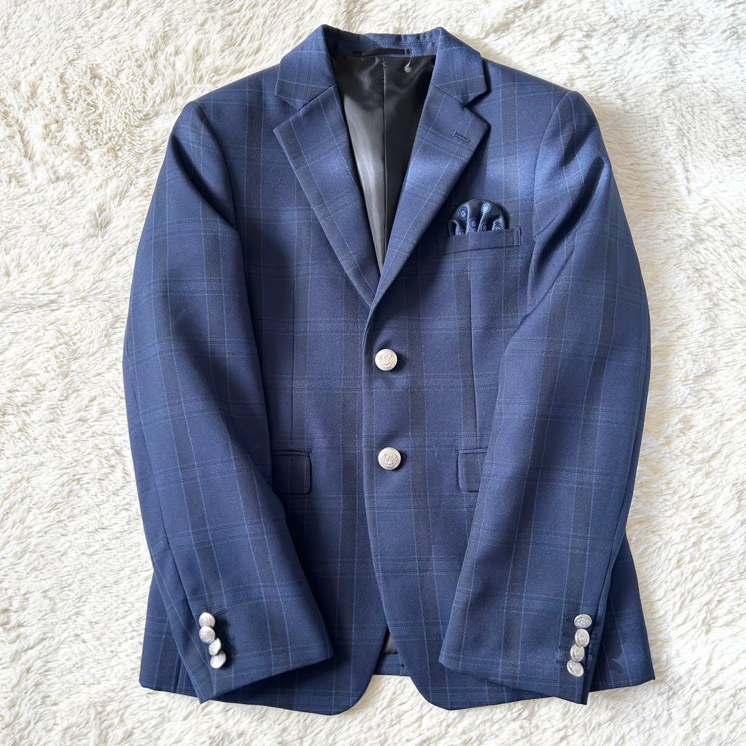 WF 卒業式 フォーマルスーツ スリーピース セットアップ 5点セット ネイビー