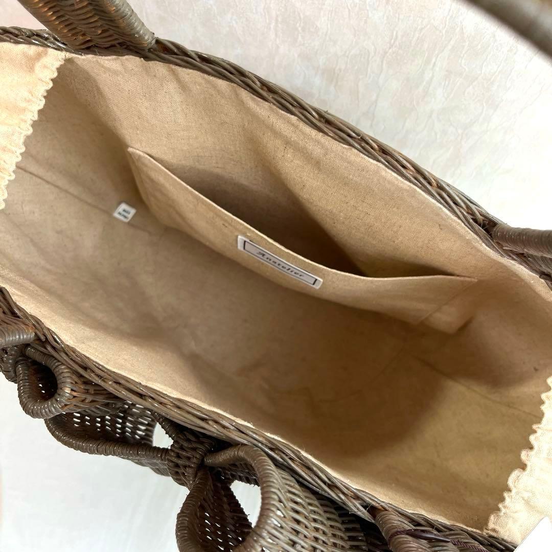 未使用保管品♡アナトリエ　籠バッグ　 ラタン かごバッグ リボンモチーフ グレー