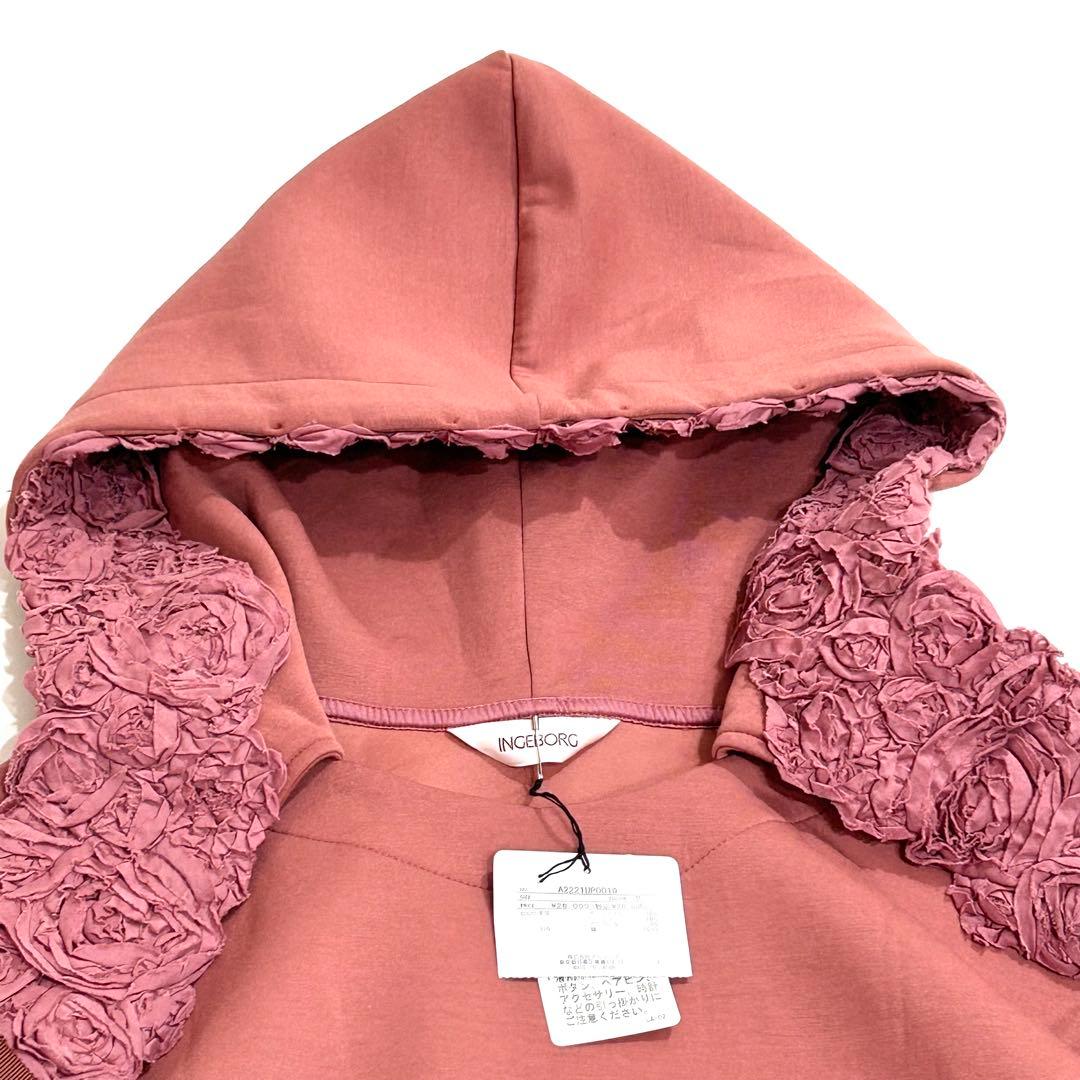 INGEBORG インゲボルグ 薔薇 フリル パーカー フーディ ゆったり
