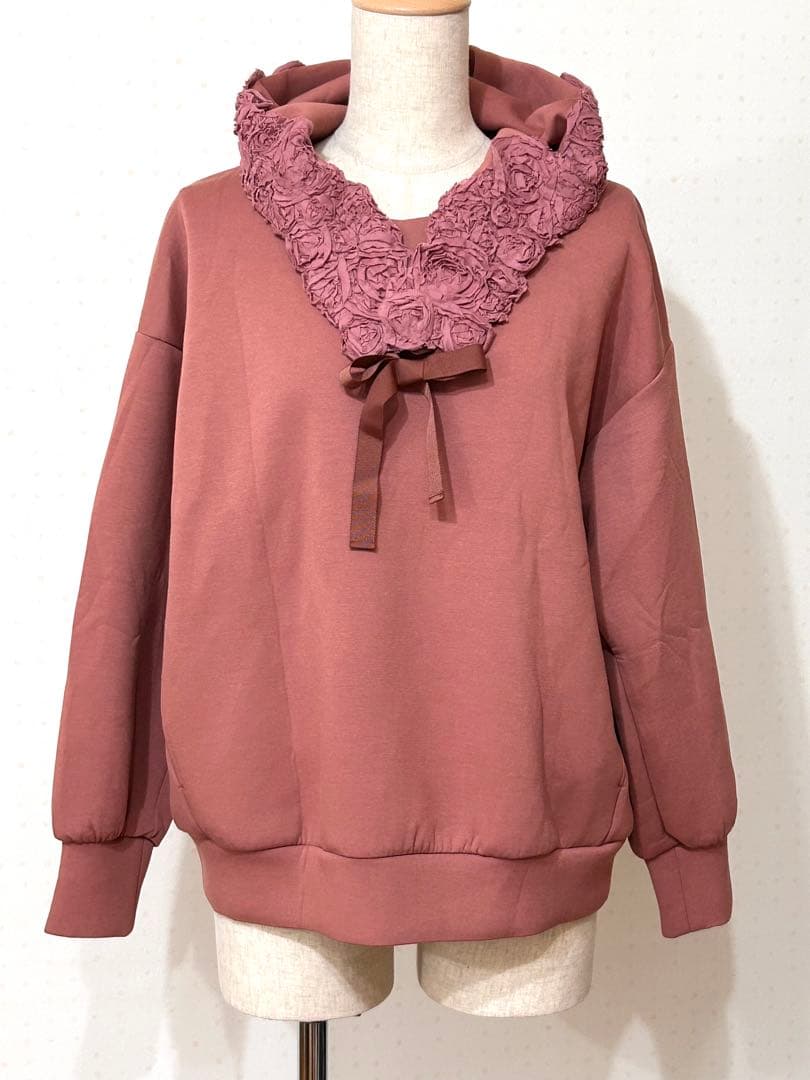 INGEBORG インゲボルグ 薔薇 フリル パーカー フーディ ゆったり
