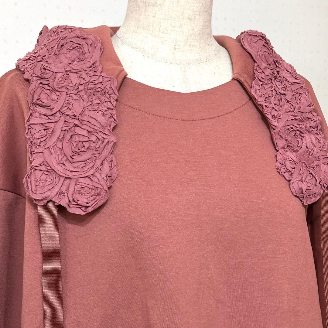 INGEBORG インゲボルグ 薔薇 フリル パーカー フーディ ゆったり