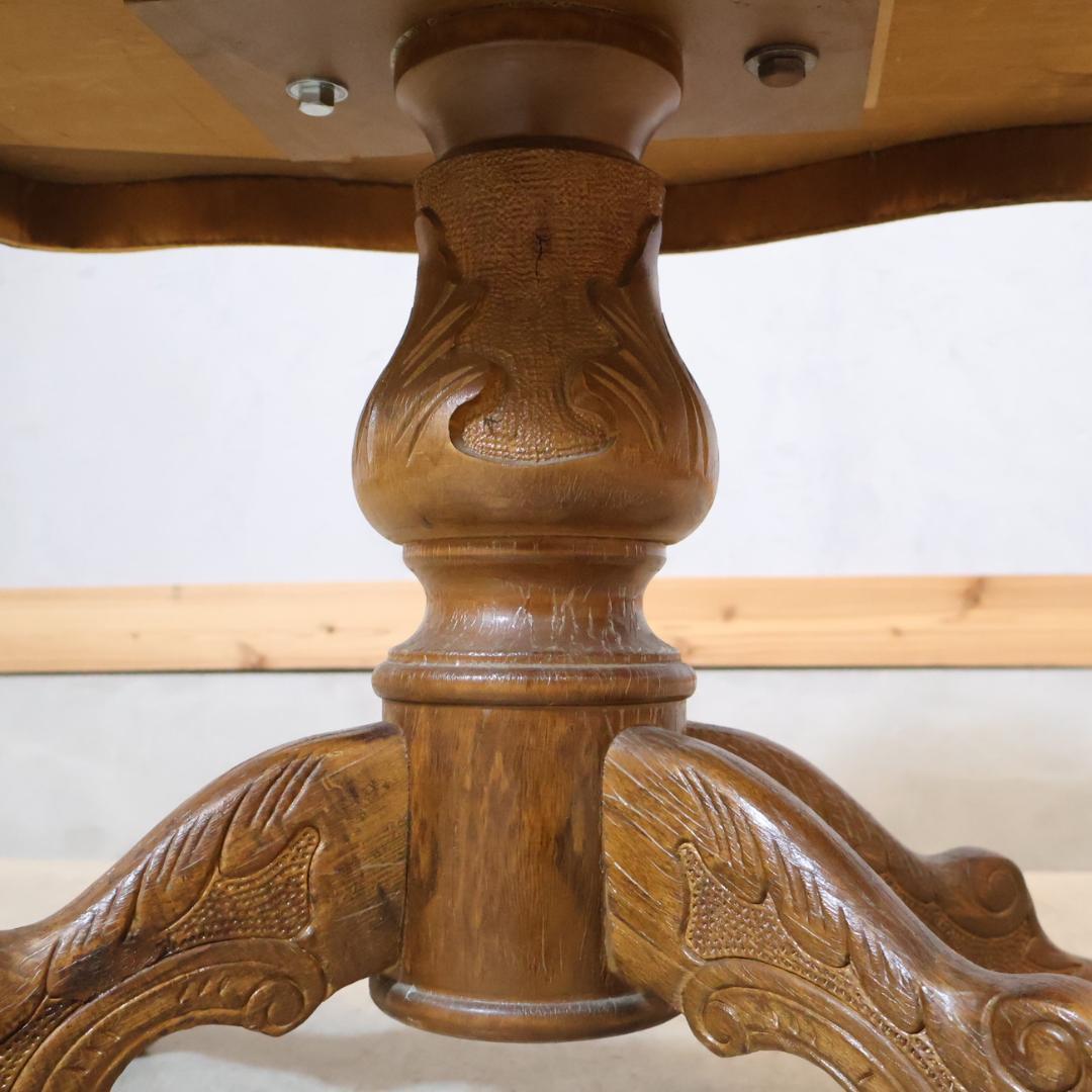 アンティーク調 カフェテーブル 円形 ロココ調 象嵌細工 エレガント 洋風