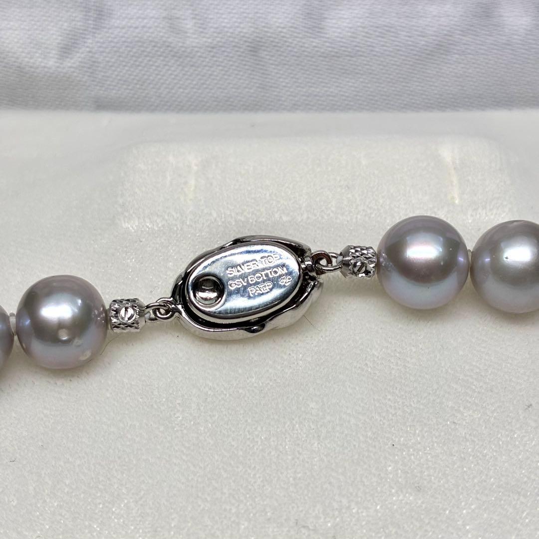 ジュエリーマキ　パールネックレス　リアルパール　グレー系　大珠　箱付