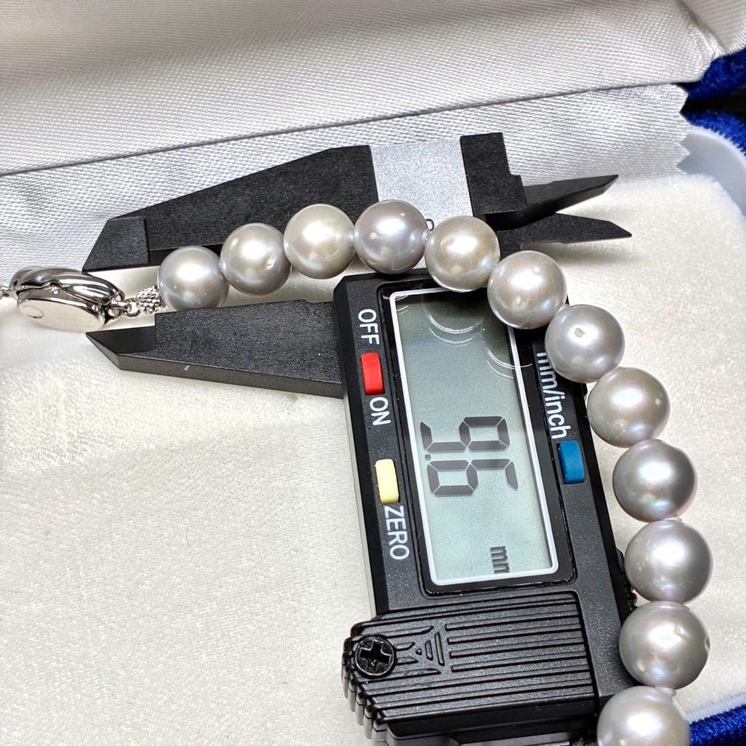 ジュエリーマキ　パールネックレス　リアルパール　グレー系　大珠　箱付